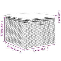 Miniatyr av produktbild för Trädgårdspall med dyna grå 55x55x37 cm konstrotting