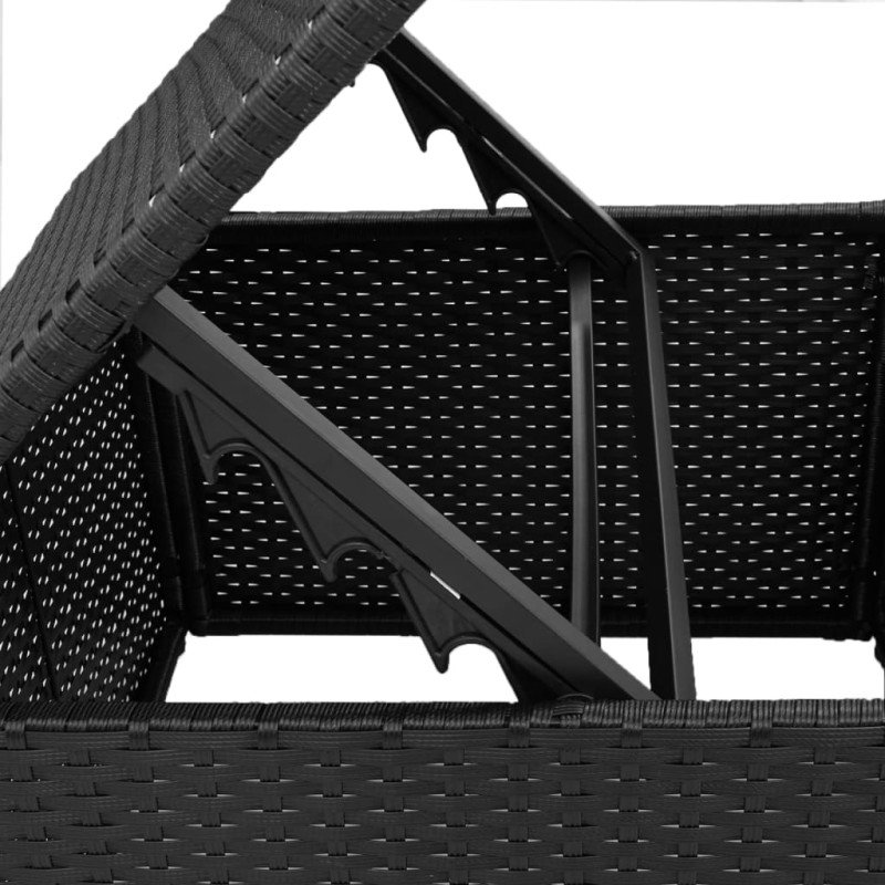 Produktbild för Trädgårdspall med dyna svart 55x55x37 cm konstrotting