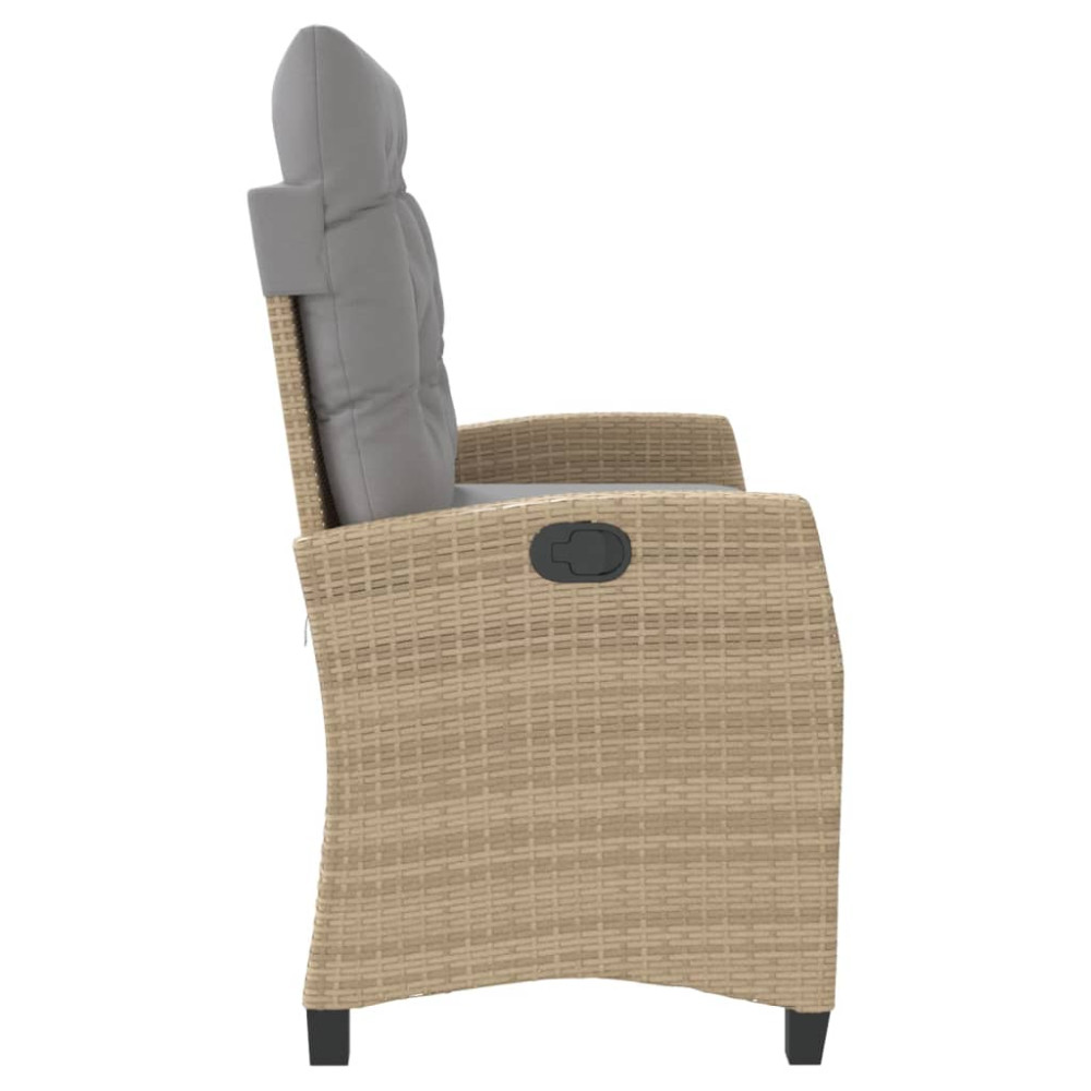 Produktbild för Justerbar trädgårdsbänk med dynor beige konstrotting