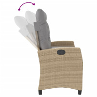 Produktbild för Justerbar trädgårdsbänk med dynor beige konstrotting