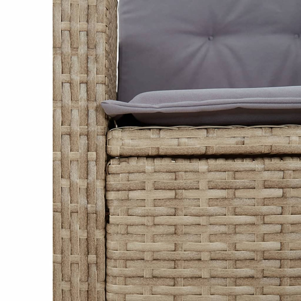 Produktbild för Justerbar trädgårdsbänk med dynor beige konstrotting