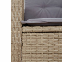 Produktbild för Justerbar trädgårdsbänk med dynor beige konstrotting