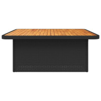 Produktbild för Trädgårdsbord svart 110x110x71 cm konstrotting och akaciaträ
