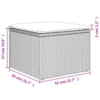 Miniatyr av produktbild för Trädgårdspall med dyna grå 55x55x37 cm konstrotting