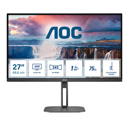 AOC AOC V5 Q27V5N/BK platta pc-skärmar 68,6 cm (27") 2560 x 1440 pixlar Quad HD LED Svart