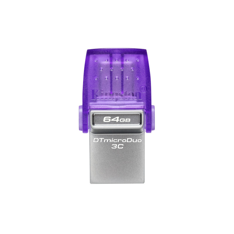 Produktbild för Kingston Technology DataTraveler microDuo 3C USB-sticka 64 GB USB Type-A / USB Type-C 3.2 Gen 1 (3.1 Gen 1) Lila, Rostfritt stål