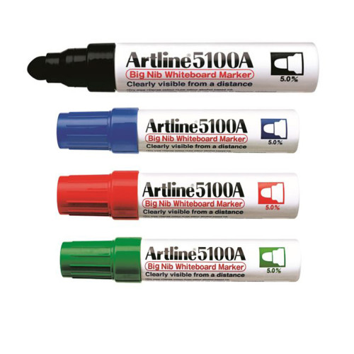 Artline Artline EK-5100A märkpennor 4 styck Rundad spets Svart, Blå, Grön, Röd