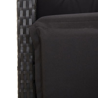 Produktbild för Matgrupp för trädgården med dynor 5 delar svart konstrottning