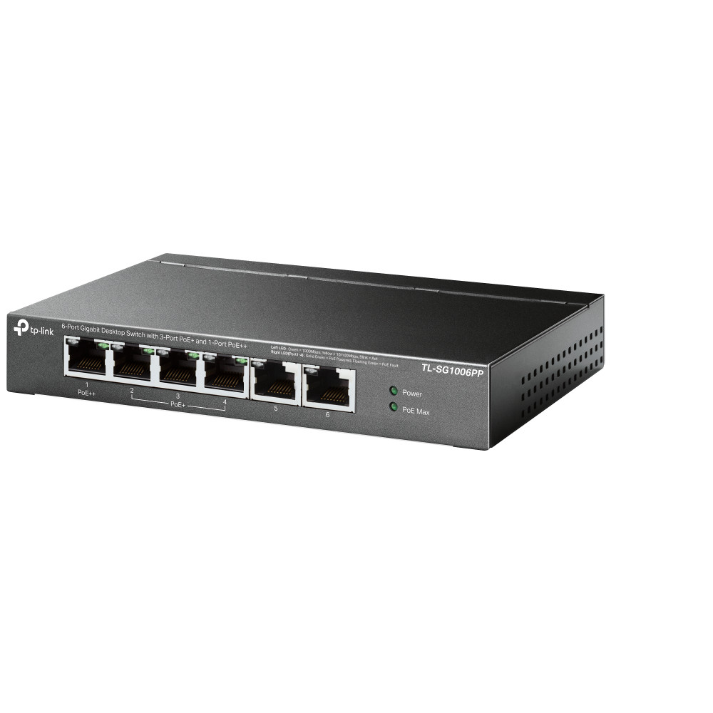 Produktbild för TP-Link TL-SG1006PP nätverksswitchar Ohanterad Gigabit Ethernet (10/100/1000) Strömförsörjning via Ethernet (PoE) stöd Grå