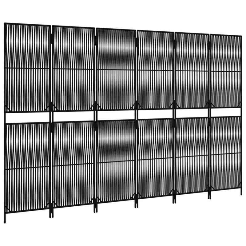 Produktbild för Rumsavdelare 6 paneler svart konstrottning