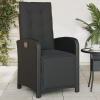 Produktbild för Justerbar trädgårdsstol med fotstöd svart konstrotting