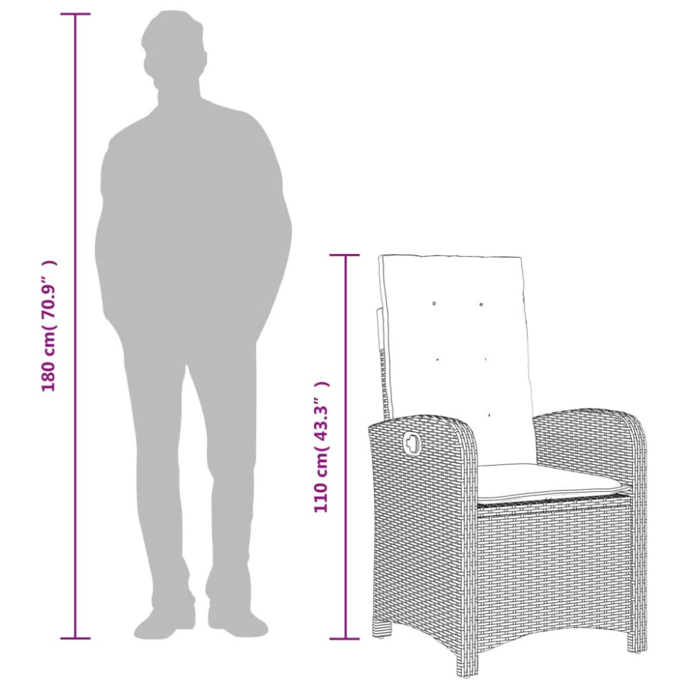 Produktbild för Matgrupp för trädgården med dynor 5 delar svart konstrottning