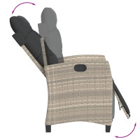 Produktbild för Justerbar trädgårdsstol med fotstöd ljusgrå konstrotting