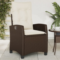 Produktbild för Justerbar trädgårdsstol med dynor brun konstrotting