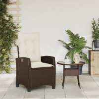Produktbild för Justerbar trädgårdsstol med dynor brun konstrotting