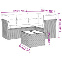 Produktbild för Soffgrupp för trädgården med dynor 5 delar beige konstrotting