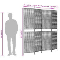 Produktbild för Rumsavdelare 4 paneler grå konstrottning