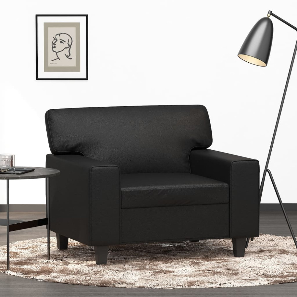 Produktbild för Fåtölj svart 60 cm konstläder