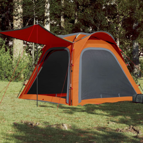vidaXL Campingtält 4 Personer grå & orange 240x221x160 cm 185T taft
