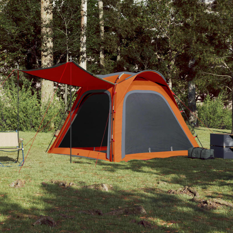 Produktbild för Campingtält 4 personer grå och orange snabbrest vattentätt