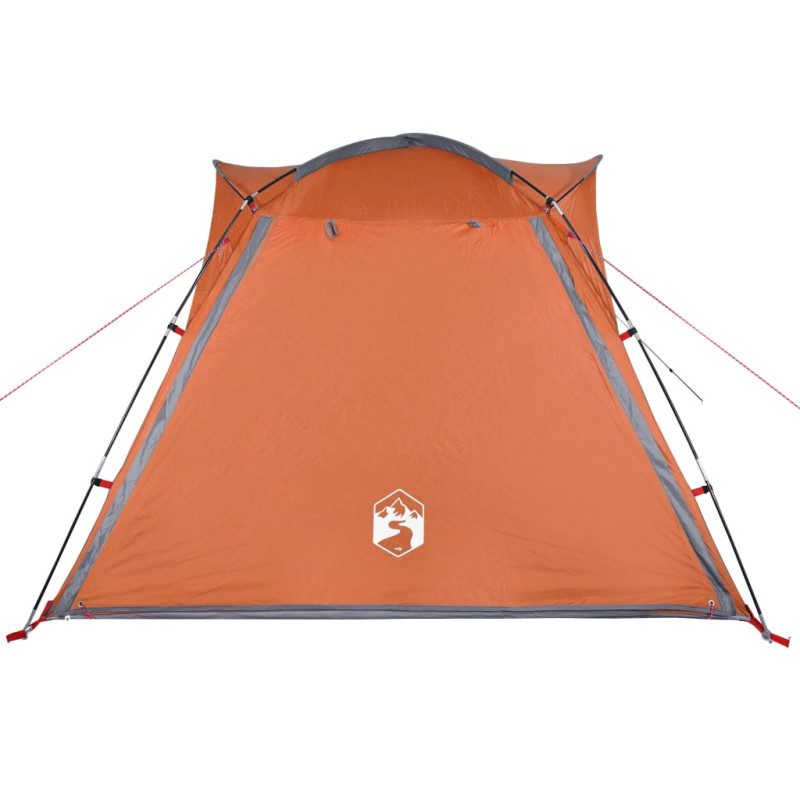 Produktbild för Campingtält 4 personer grå och orange snabbrest vattentätt