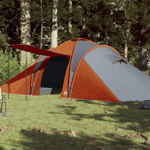 vidaXL Campingtält 6 personer grå och orange vattentätt
