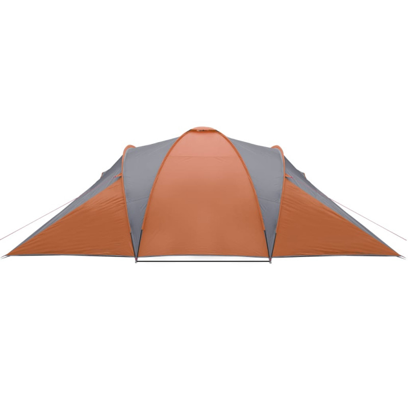 Produktbild för Campingtält 6 personer grå och orange vattentätt