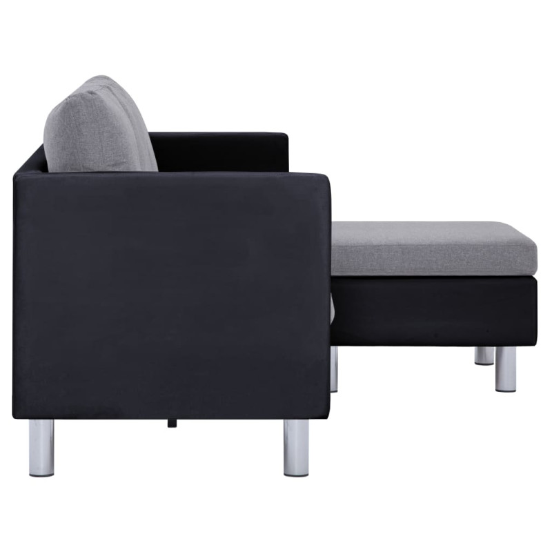 Produktbild för 3-sitssoffa med dynor konstläder svart