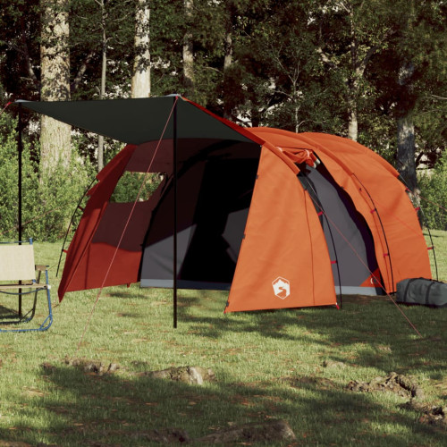 vidaXL Campingtält 4 personer grå och orange vattentätt