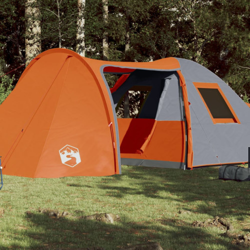 vidaXL Campingtält 6 personer grå och orange vattentätt