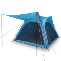 Produktbild för Campingtält 4 personer blå snabbrest vattentätt