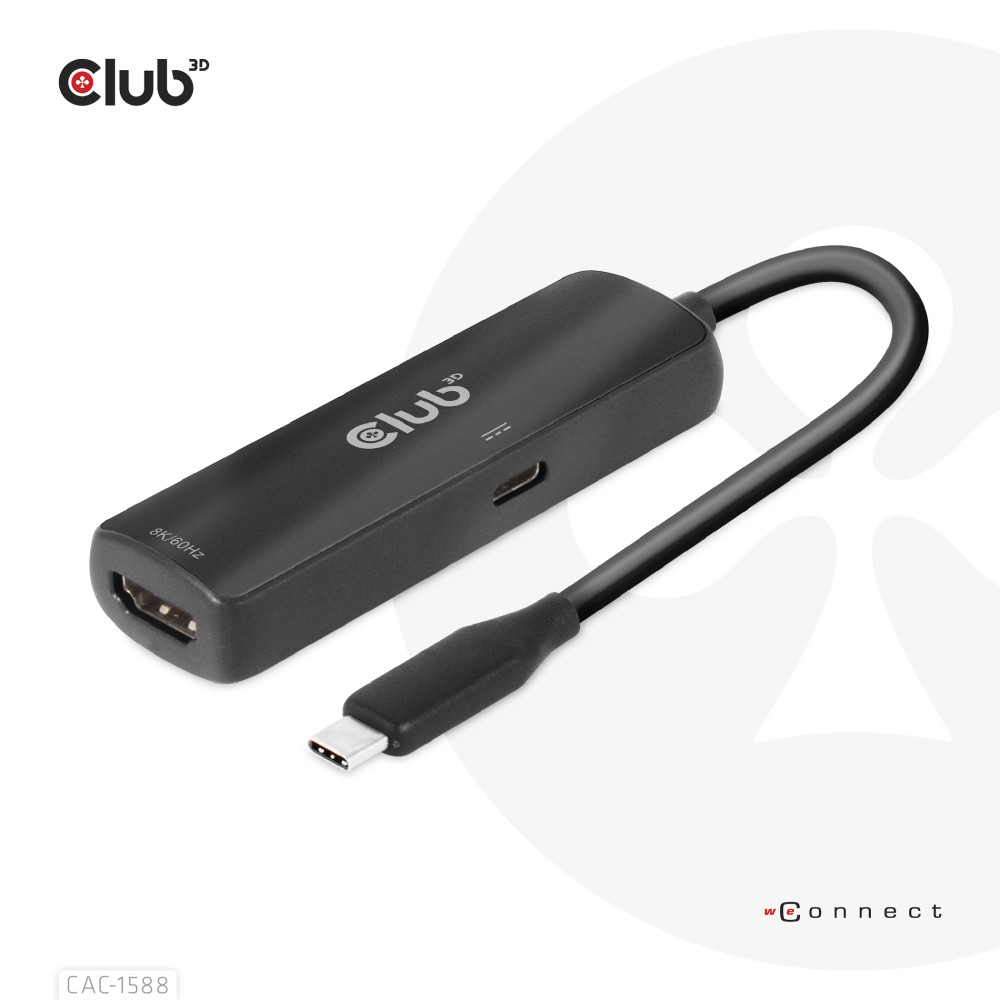 Produktbild för CLUB3D CAC-1588 videokabeladapter 0,17 m USB Type-C HDMI Svart