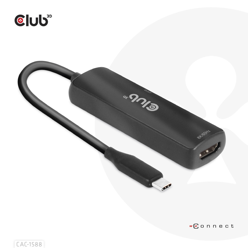 Produktbild för CLUB3D CAC-1588 videokabeladapter 0,17 m USB Type-C HDMI Svart