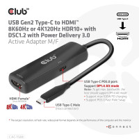 Produktbild för CLUB3D CAC-1588 videokabeladapter 0,17 m USB Type-C HDMI Svart