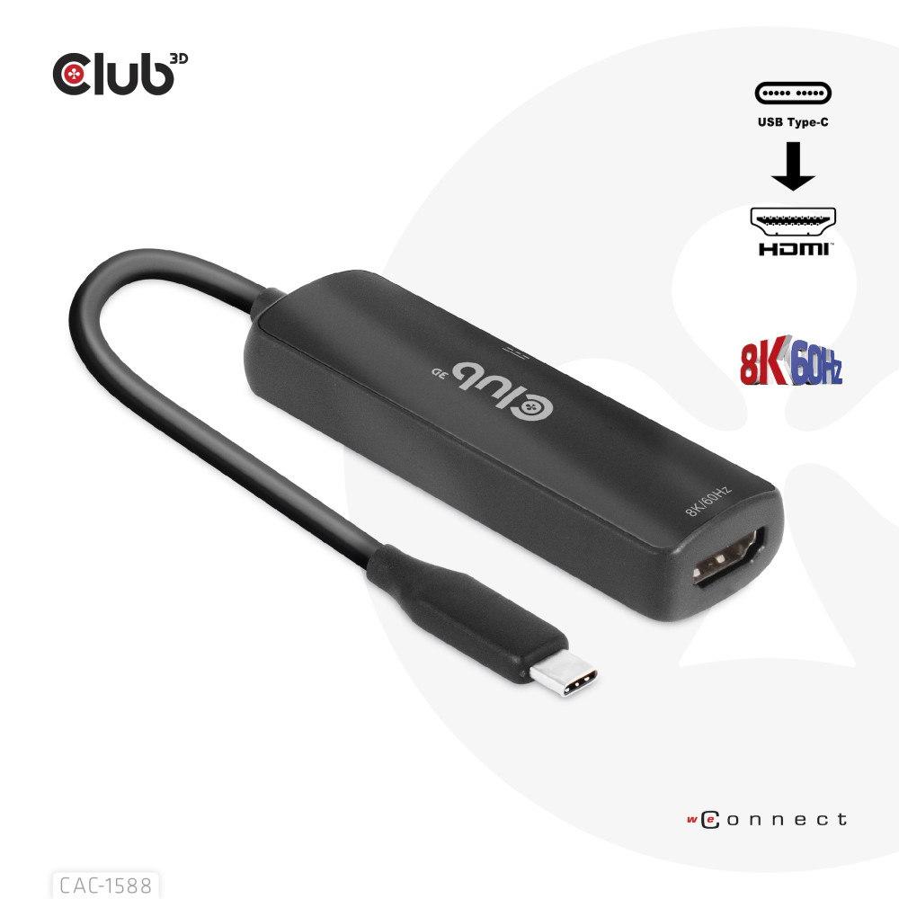 Produktbild för CLUB3D CAC-1588 videokabeladapter 0,17 m USB Type-C HDMI Svart