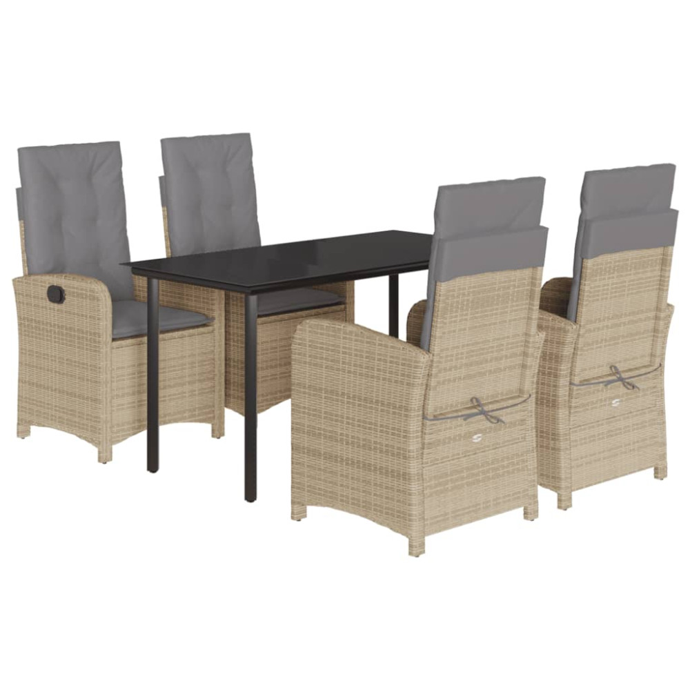 Produktbild för Matgrupp för trädgården med dynor 5 delar mixbeige konstrotting