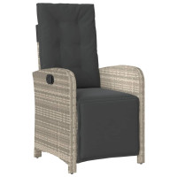 Produktbild för Matgrupp för trädgården med dynor 5 delar ljusgrå konstrottning