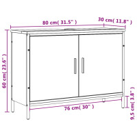 Produktbild för Tvättställsskåp svart 80x30x60 cm konstruerat trä