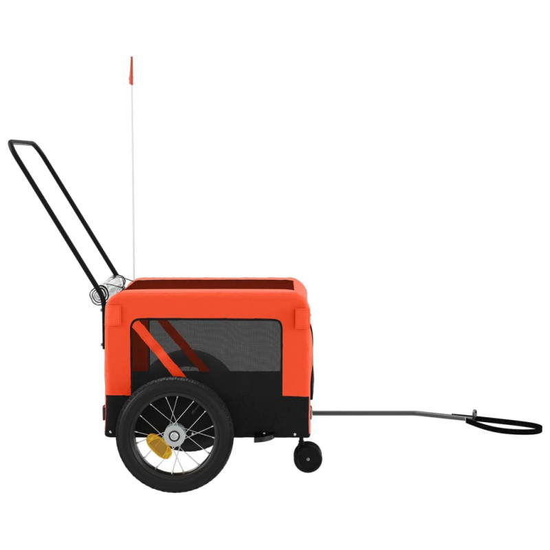 Produktbild för Cykelvagn för djur orange och svart oxfordtyg och järn