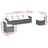 Produktbild för Loungegrupp för trädgården med dynor 6 delar grå konstrotting