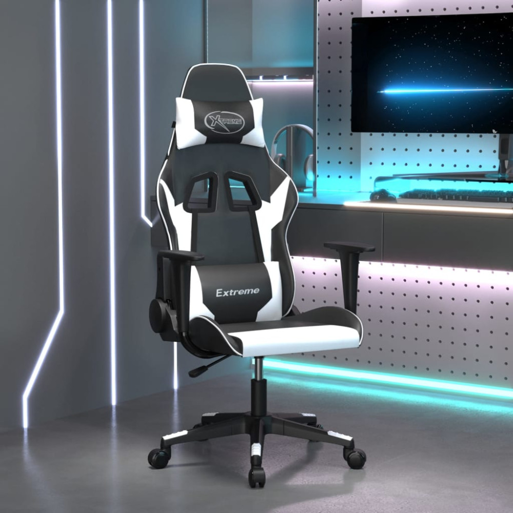 Produktbild för Gamingstol svart och vit konstläder