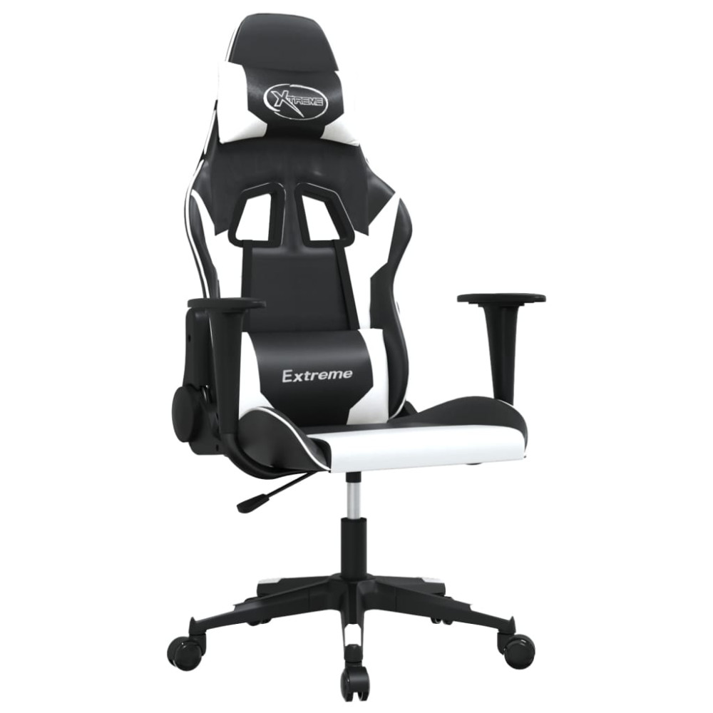 Produktbild för Gamingstol svart och vit konstläder