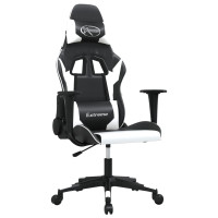 Produktbild för Gamingstol svart och vit konstläder