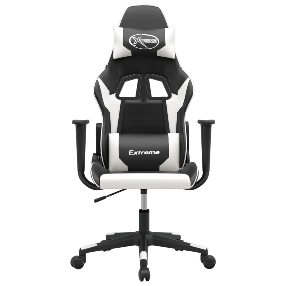 Produktbild för Gamingstol svart och vit konstläder