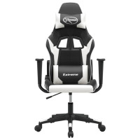 Produktbild för Gamingstol svart och vit konstläder