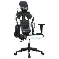 Produktbild för Gamingstol svart och vit konstläder