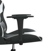 Produktbild för Gamingstol svart och vit konstläder