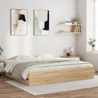 Produktbild för Sängram med lådor sonoma-ek 160x200 cm konstruerat trä