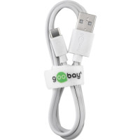 Produktbild för Goobay 45563 USB-kablar 1 m USB 2.0 USB A USB C Vit