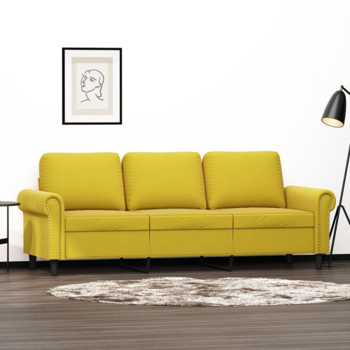 vidaXL 3-sitssoffa gul 180 cm sammet